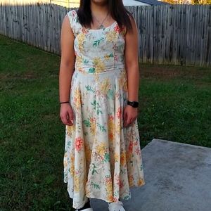 Cottage core sleeveless floral romantic grannycore dress size lg